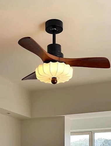  mennyezeti ventilátor világítással fa mennyezeti ventilátor világítással csendes, megfordítható egyenáramú motor 3 lapáttal parasztházba, nappaliba, hálószobába, irodába