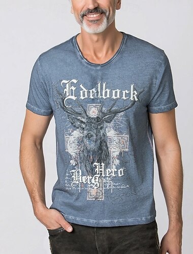  Oktoberfest Hirsch T-Shirt Lederhosen T-Shirt Match Bayerisch München Deutsch Grafik Für Herren Erwachsene Karneval Oktoberfestbier 3D-Druck Party