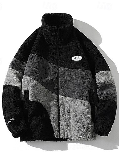 Herren Windjacke Wanderjacke Wanderfleecejacke Winter Draussen Patchwork Thermik Winddicht Fleecejacken Schwarz Weiß Grau