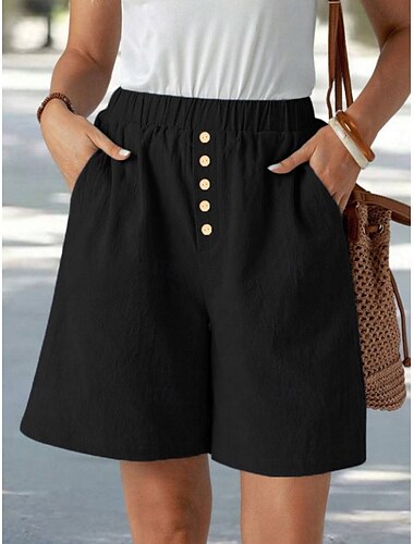  Damen Chinos Shorts Urlaub Mode Basic Kurz Hohe Taille Einfach Tasche Kordelzug Komfort Außenbereich Mikroelastisch Urlaub Straße Täglich Navy-Blau Schwarz Sommer Frühling Lässiger Schnitt