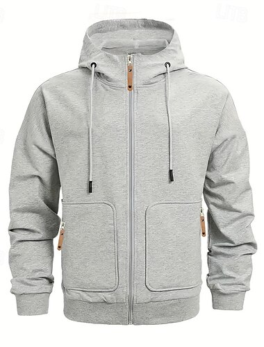  Per uomo Felpa con cappuccio Felpa con cappuccio a zip intera Nero Vino Blu marino Cachi Grigio chiaro Con Cappuccio Semplice Tasca Sport & Outdoor Quotidiano Ferie Poliestere Streetwear Essenziale