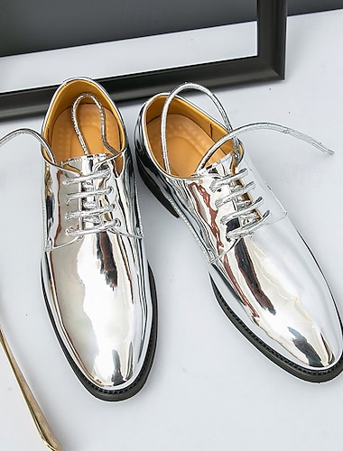  goldglänzende Schnürschuhe für Herren – elegantes Lackleder-Finish, perfekt für Hochzeiten und formelle Abendveranstaltungen