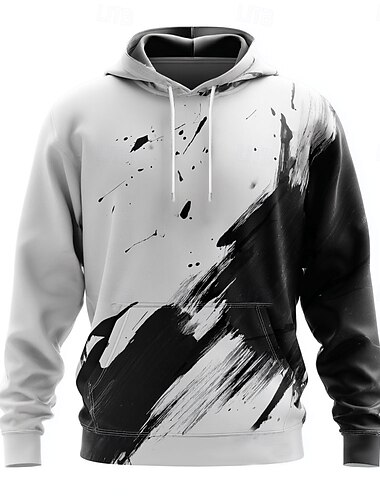  Herr Färgblock Huvtröjor Tröja Ytterkläder Huvtröja Rund hals Häftig 3D-tryck Nattklubb Streetwear Vit Gul Snörning Slät Höst Vinter Designer