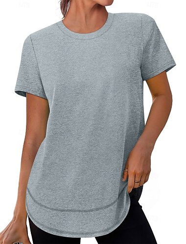  Damen T Shirt Sommeroberteile Vintage Klassisch Lässig Kurzarm Rundhalsausschnitt Normale Oberteile Täglich Sport Ausgehen Schwarz Weiß Gelb Hellgrün Blau Sommer