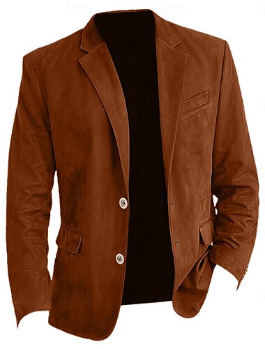  Herren Blazer aus Wildlederimitat Imitat-Lederjacke Business-Kleidung Firmenfeier Mode Lässig Herbst Winter Kunstleder Einfach Knöpfe Tasche Bequem Einreihig Blazer Marineblau Braun Grün Kaki