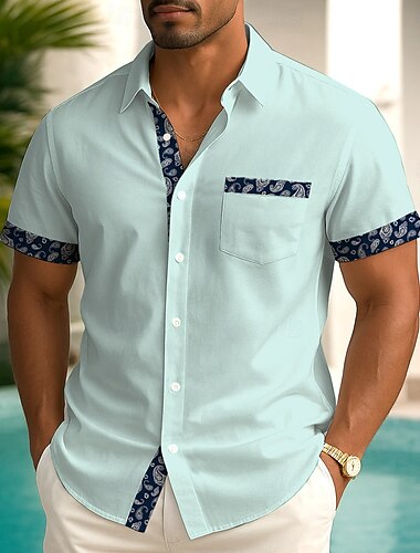  Homme Paisley Chemise Chemise d'été Chemise Boutonnée Manche Courte Mode Décontractée Extérieur Vacances Tenue Quotidienne Été Printemps Col Rabattu Impression 3D chemises à col Une poche avant