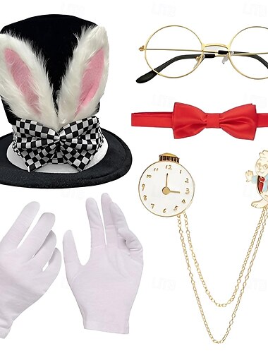  Alice in Wonderland Sprookje Dolleman Accessoires ingesteld Verhaalboekpersonages Cosplay Film cosplay for Uniseks Kinderen Volwassenen Halloween Carnaval Wereldboekendag Prestatie Educatieve