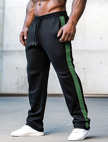  Herren Jogginghose Hose Kordelzug Seitenstreifen Elastischer Bund Einfach Komfort Atmungsaktiv Volle Länge Outdoor Lässig Täglich Urlaub Sport Schwarz Dehnbar