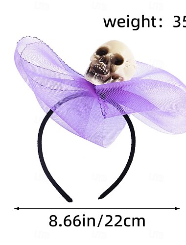  Halloween-Stirnband mit Spinnenschädel-Schleife und Netzschleier, gruseliges Haar-Accessoire für Halloween-Party, Maskerade, Kostüm