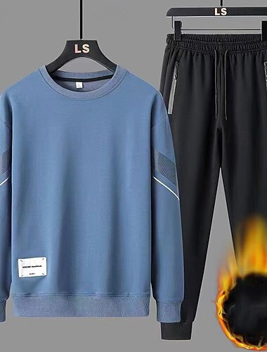  Herren Trainingsanzug Jogginghose Athleisure Herbst Langarm Winddicht Fitnessstudio Training Sport Sportbekleidung Sportkleidung Schwarz Weiß Blau