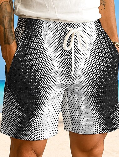  Herren Farbverlauf Punkte Waffel-Shorts Sweat-Shorts Freizeitshorts Mittlere Taille Modisch lässig Urlaub Joggen Trainieren Elastischer Kordelzug in der Taille Shorts mit Taschen Designer Bekleidung