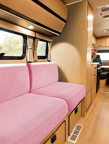  Kissenbezüge für die Wohnmobil-Essecke, dehnbare Kissenbezüge aus Maissamt für Wohnmobile – elastische Sofasitzbezüge für Wohnmobile – bequem und langlebig für Camping- und Wohnmobilmöbel