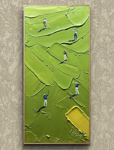  Handmade Oil Painting Canvas Wall Art Decoration Green Thick Oil Golf Abstract Painting for Home Decor Stretched Frame Hanging Painting/Rolled Frameless Unstretched Painting