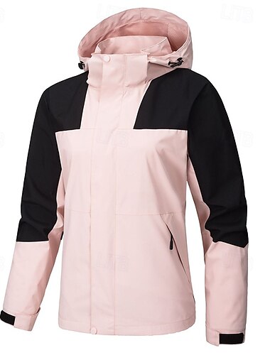  Damen Windjacke Wanderjacke Regenmantel Außen Wasserdicht Winddicht Wanderoutfits Wanderbekleidung Frühling Herbst Oberteil Camping / Wandern / Höhlenforschung Laufen Dunkelgrau Rosa Hellgrau