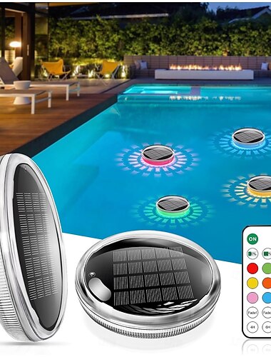  Luces flotantes recargables solares para piscina que flotan con control remoto, 9 modos de iluminación, impermeables para piscinas enterradas, baños, bañeras y fiestas en la piscina.