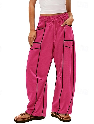  Mujer Pantalones de Deporte Pantalones Corte Recto Casual De Deporte Largo Media cintura Retazos Bolsillo Diseño de cordón elástico Corte alto Transpirabilidad Suave Microelástico Vacaciones Calle