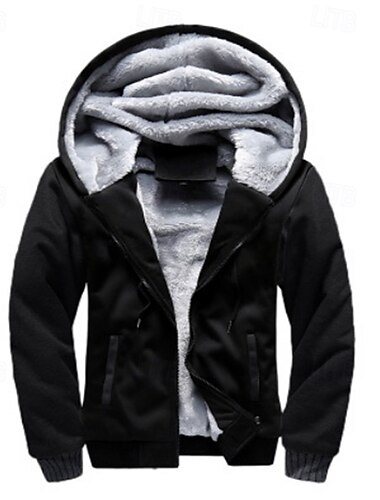  Herren Reißverschluss Kapuzensweatshirt Kapuzensweatshirt Fleece Kapuzensweatshirt Schwarz Rote Marineblau Schwarz+Grau Mit Kapuze Farbblock Reißverschluss Farbblock Sport & Outdoor Lässig Täglich
