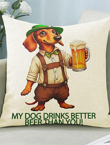 Подушки для дивана с принтом Oktoberfest Dachshund Баварские декоративные наволочки 1 шт. Мягкий квадратный диванный кузов Дизайн немецкого пива
