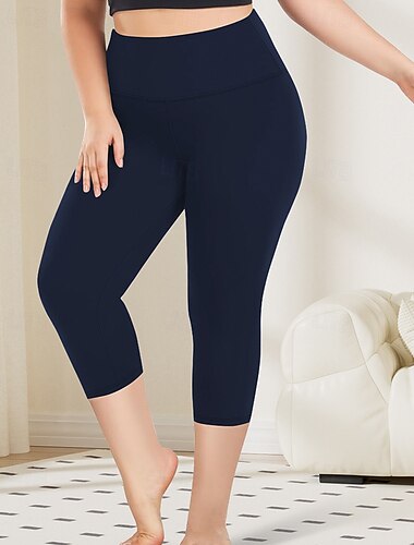  Damen Pilates-Leggings Capri Leggings Sporthosen Leicht Pilates Fitnessstudio Laufen Capri Leggings Dunkelgrau Schwarz Armeegrün Übergröße Sport Sportkleidung Mikroelastisch