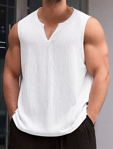  Per uomo Maglietta Manica Corta Scollo a V Estate Semplice Testurizzato Moda Classico Casual Puro Streetwear Casuale Sportivo Bianco Rosso Blu marino Maglietta Top per Uomo