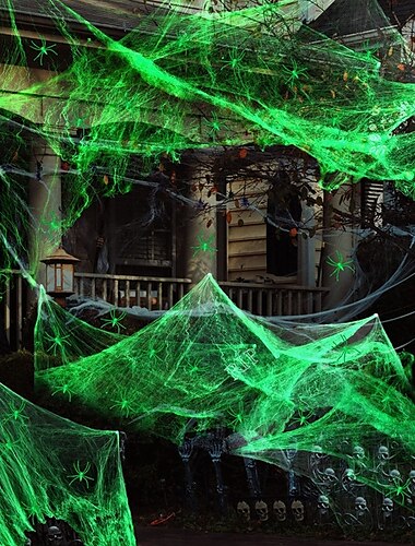  halloween świecąca w ciemności pajęczyna z dodatkowymi sztucznymi pająkami halloweenowe zewnętrzne świecące dekoracje do wnętrz i ogrodu nawiedzony dom imprezy artykuły