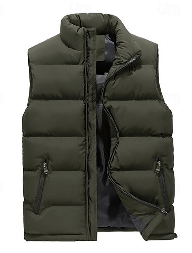  Herren Wanderweste Pufferweste Ärmellos Weste Außen Thermowarm Leicht Atmungsaktiv Winter Reißverschluss Polyester Schwarz Rot Blau Jagd Angeln Klettern