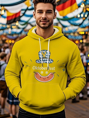  Oktoberfestbier Kapuzensweatshirt Druck Fronttasche Grafik Für Herren Erwachsene Karneval Oktoberfestbier 3D-Druck Urlaub Party