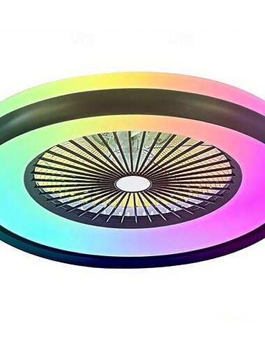  flügelloser Deckenventilator mit Licht, flacher Deckenventilator, intelligente RGB-Deckenventilatoren mit Findelier-Fernbedienung, moderner, bündig montierter Kronleuchter