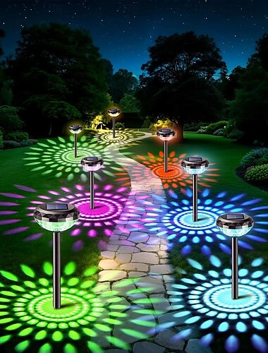  2/4 luces solares para exteriores, decoración de jardines, luces de proyección impermeables para senderos de jardín, 2 modos de iluminación para villas, patios, terrazas, garajes e iluminación de