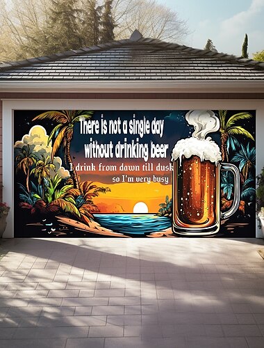  Bannière de couverture de porte de garage extérieur Oktoberfest 2025 bière tropicale plage grande décoration de fond pour les décorations de porte de garage extérieur pour les fêtes