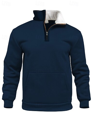  Per uomo Maglia Felpa con zip corta Nero Verde militare Rosso Blu marino Cachi Mezza zip Semplice Sport & Outdoor Quotidiano Ferie Poliestere Streetwear Essenziale Casual Inverno Autunno Abbigliamento