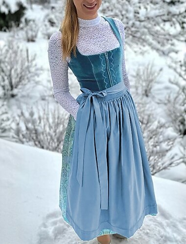  Dames Oktoberfest Beierse Dirndl Jurk met Schort voor Oktoberfest Bier Carnaval Wiesn Traditionele Stijl