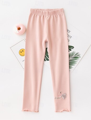  Kinder Mädchen Leggings Einfarbig Streetwear Outdoor 4-12 Jahre Herbst Schwarz Weiß Rosa