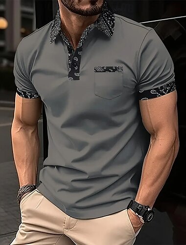  Herren Einfach Golfshirt Kurzarm Polo-Shirts Revers Lässig Business-Casual Geschäft Athleisure Tasche Knöpfe Sommer Dunkel Braun Schwarz Dunkelgrün