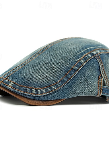  Herr Platt mössa Ascot hatt Newsboy hatt Svart Marinblå Denim Mode Ledigt Gata Dagligen Slät Justerbara Solskyddskräm Andningsfunktion
