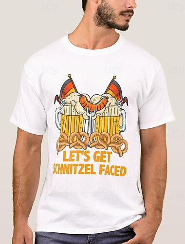  Oktoberfest Bier Wurst Brezel T-Shirt Bayerisch München Deutsch Grafik Für Herren Erwachsene Karneval Oktoberfestbier Heißprägen Party Alltagstauglich