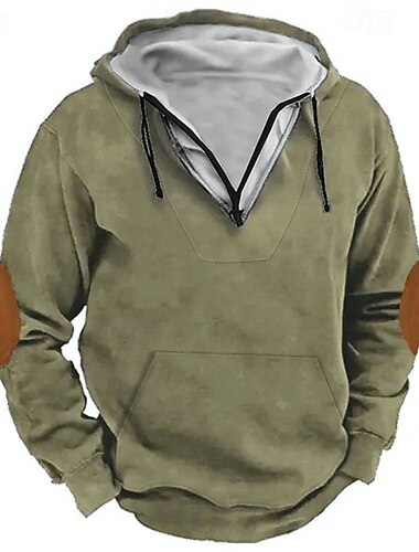  Homens Moletom Quarter Zipper Hoodie Preto Verde Tropa Azul Marinha Cinzento Com Capuz Bloco de cor Bolsos Desportos e Ar livre Diário Feriado Algodão Roupa de rua Básico Casual Primavera Outono Roupa