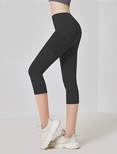  Dame pilatesleggings Sportsbukser Yoga Leggings Sidelommer Lettvekt Pilates Løp Trening Capri-tights Lilla Svart Rosa Høst Vinter sport Sportsklær Mikroelastisk
