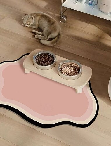  Husdjur Matningsmatta Lätt att Rengöra Vattentålig Hund Katt Mattor Höjda Kanter Underläggsbricka för att Stoppa Matspill och Vattenbowl Röran på Golvet