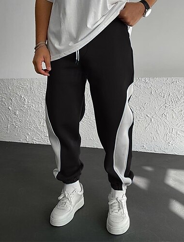  Voor heren Joggingbroeken Jogger Atletische broek Broek Trekkoord Zak Elastische taille Kleurenblok Comfort Dagelijks Buitensporten Modieus Casual blauw Zwart / Rood Micro-elastisch