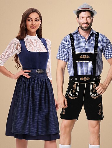  Совпадающий костюм Октоберфеста - дирндль для женщин или lederhosen для мужчин альпийское немецкое баварское пивное платье идеально подходит для пивного фестиваля вечеринки Хэллоуина тематической