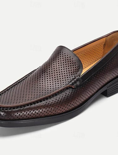  braune Loafer aus perforiertem Leder für Herren mit weichem Leder und modernem Slip-On-Design – ideal für Business Casual, entspannte Wochenendgarderobe und Abendausflüge