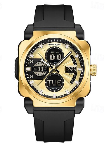  Sanda 3377 Freizeit Dual Display Herrenuhr Sport Multifunktionale wasserdicht leuchtende Mode Quarzuhren