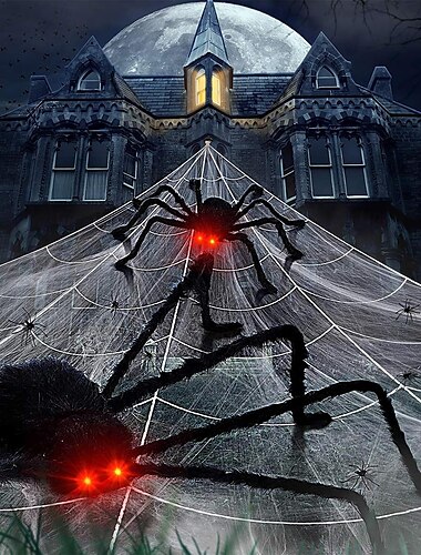  Décoration d'Halloween à LED, araignée d'extérieur, araignée artificielle pliable avec lumière rétro-dégradée, décoration d'Halloween pour la maison, la cour, les costumes, les fêtes, le jardin et la