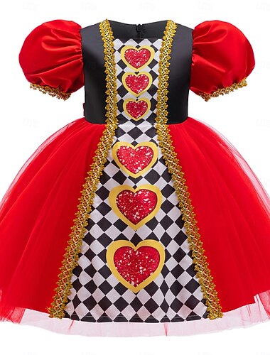  Alice in Wonderland Sprookje Hartenkoningin De rode koningin Venijn Jurken Kostuum Tutu Verhaalboekpersonages Cosplay Film cosplay for Voor meisjes Kinderen Halloween Carnaval Wereldboekendag