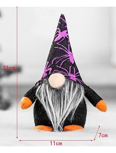  Decoración de gnomo de peluche de Halloween, linda figura de anciano para exhibir en la ventana, decoración de escena de fiesta, accesorio de mesa de Halloween &adorno navideño