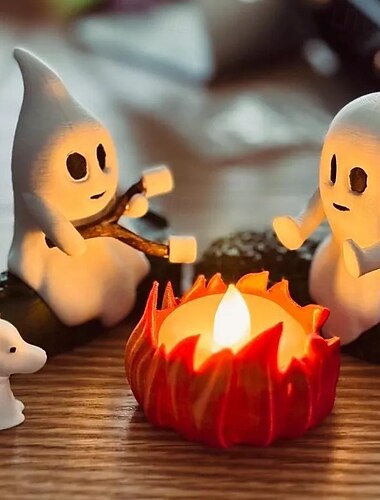  Halloween duch táborák setkání svíčky strašidelná halloweenská výzdoba roztomilá sada figurek duchů vystavení u táboráku strašidelná scéna s duchy dobrodružství duchů