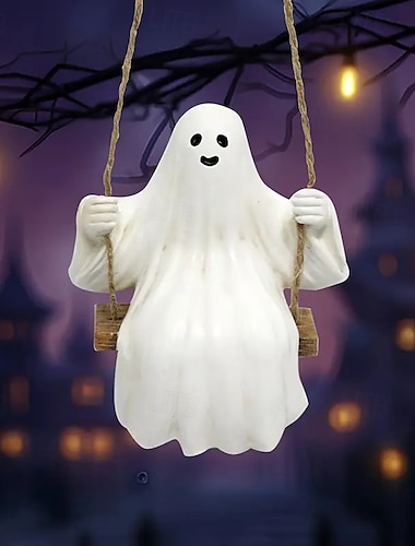  不気味なブランコの樹脂製デコレーション - ハロウィーンの庭や家の装飾に最適。電源不要。