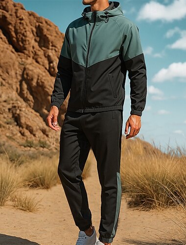  Herren Wanderjacke Sportjacke Regenmantel Außen Wasserdicht Schnelltrocknend Leicht Atmungsaktiv Wanderoutfits Wanderbekleidung Frühling Herbst Jacke Klassische Regenanzüge Jacke und Hose Tennis