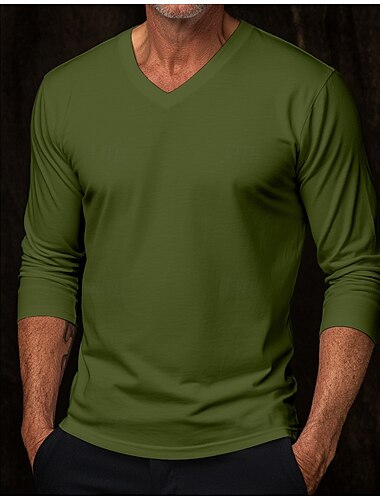  Herren T Shirt Langarm V Ausschnitt Winter Frühling & Herbst Ganzjahres Einfarbig Strickware Täglich Sportbekleidung Rein Outdoor Lässig Athleisure Weiß Schwarz Königliches Blau Top T-Shirt für Herren